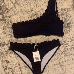 Cupshe navy blue off shoulder bathing suit